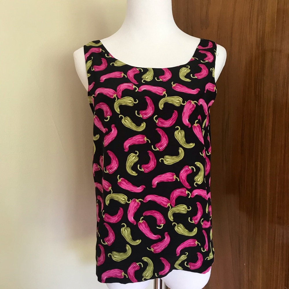 Vintage silk chili pepper tank top